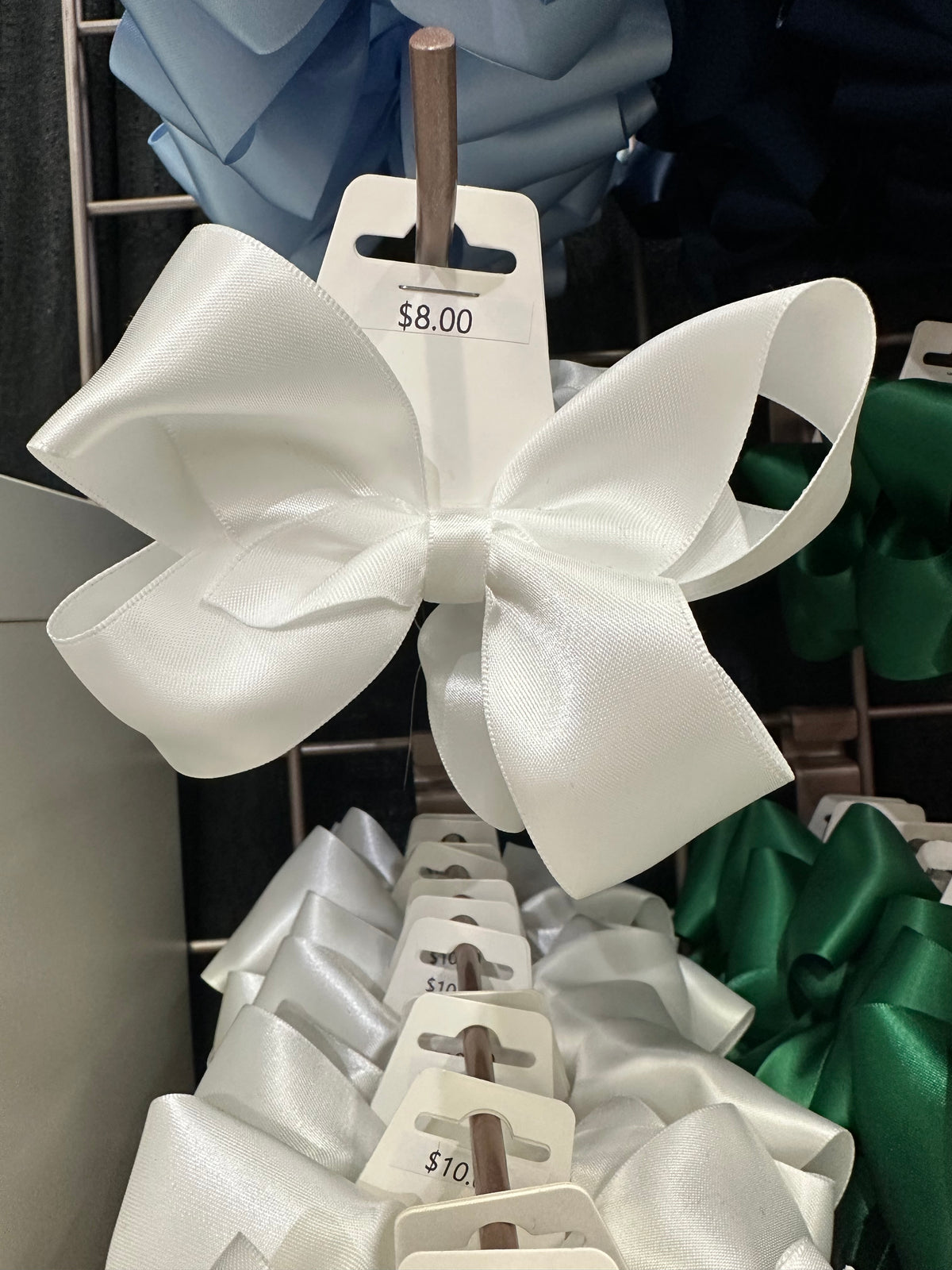 Small Satin Hairbow - White