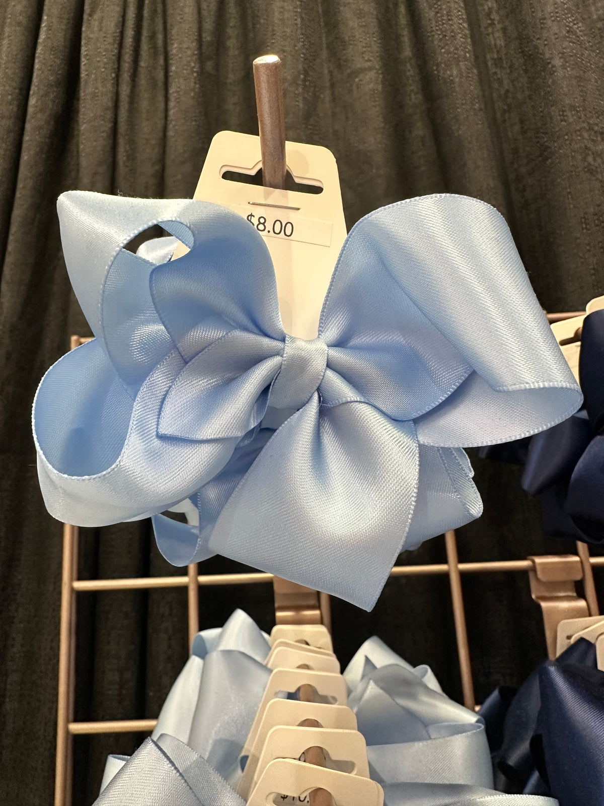 Small Satin Hairbow - Dusty Blue