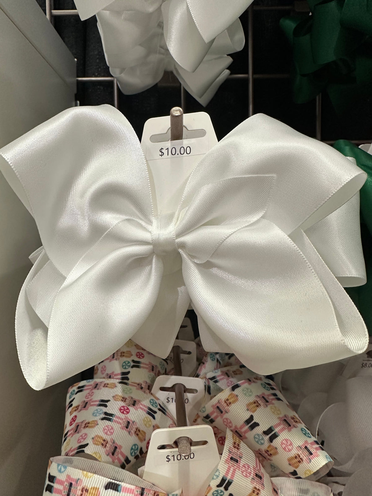 Large Satin Hairbow - White