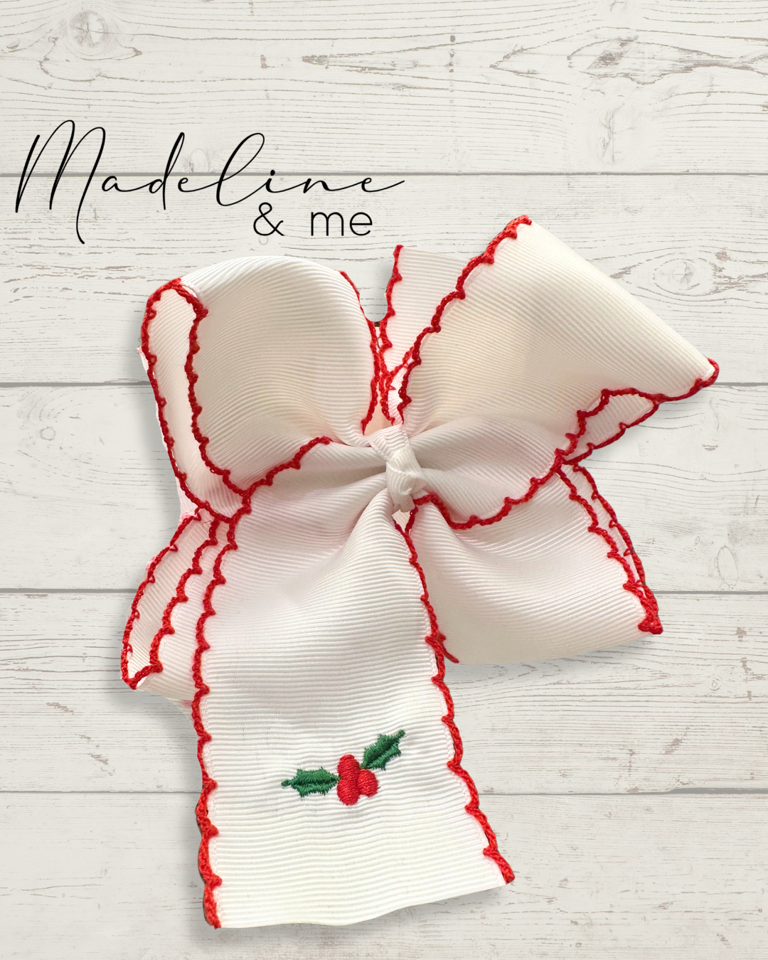 Embroidered Hairbow - Holly