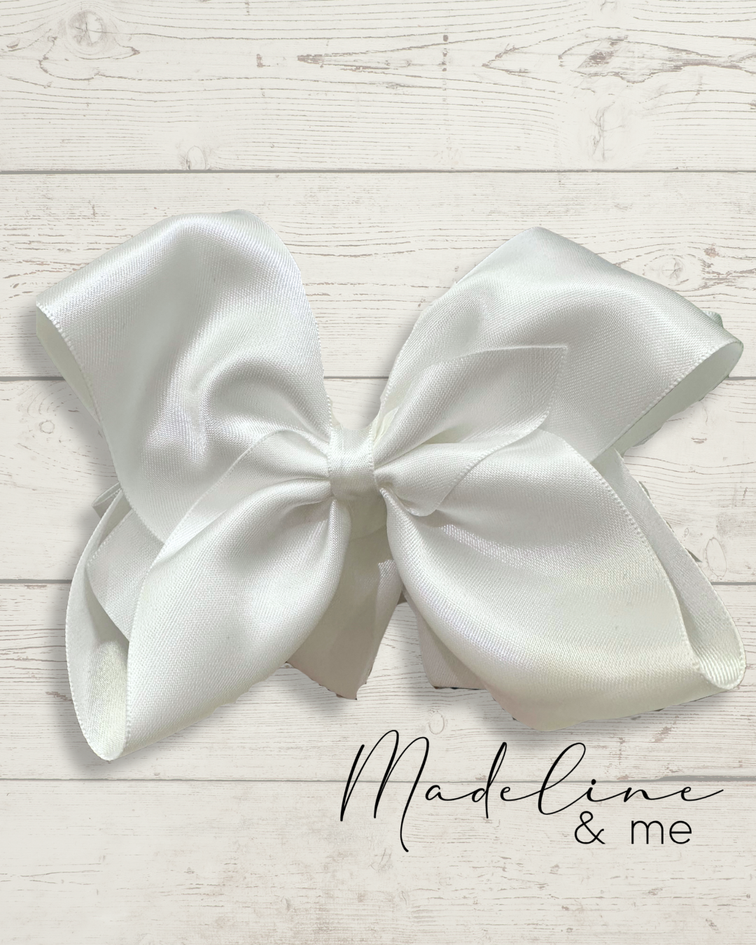 Large Satin Hairbow - White