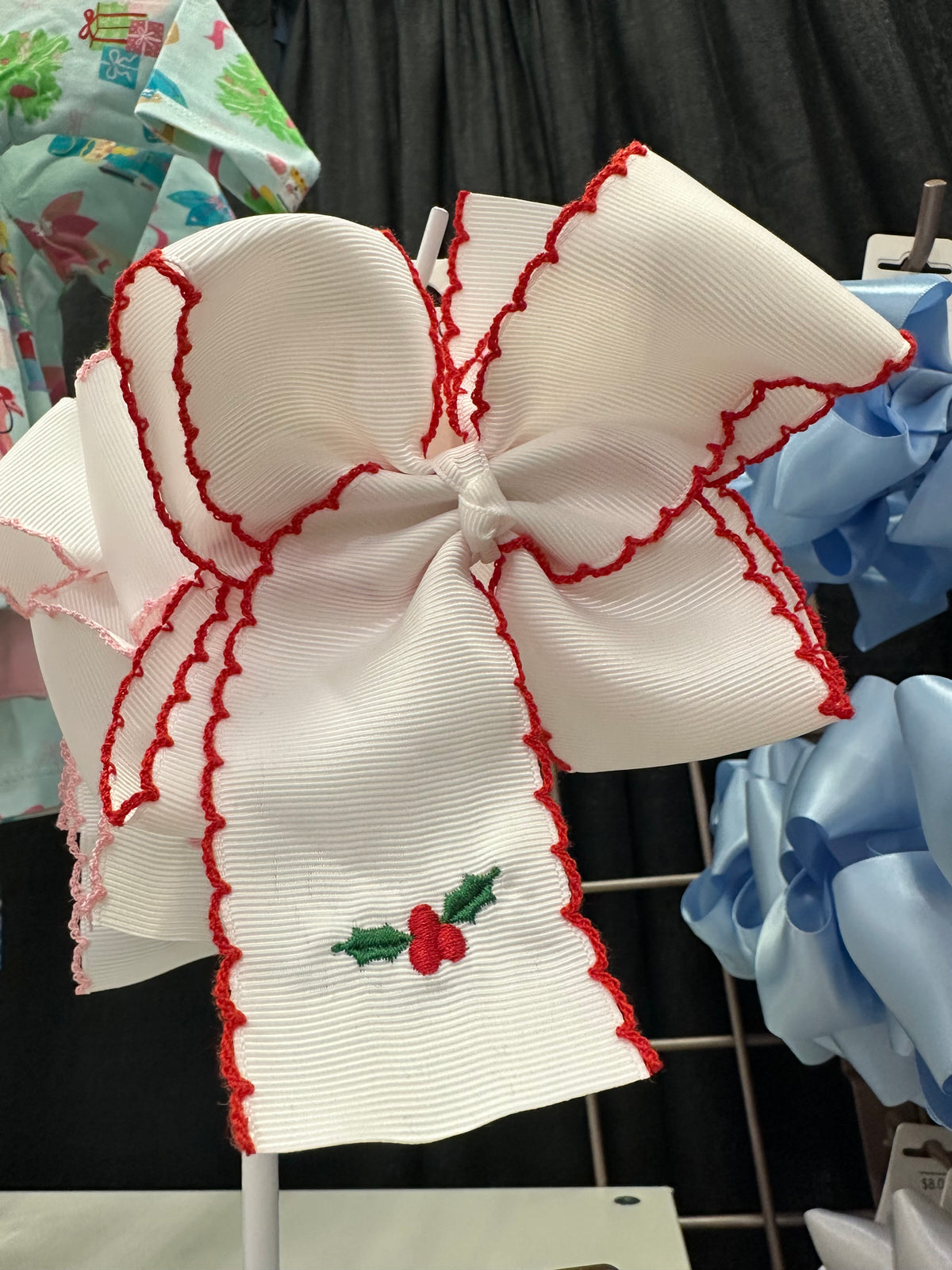 Embroidered Hairbow - Holly