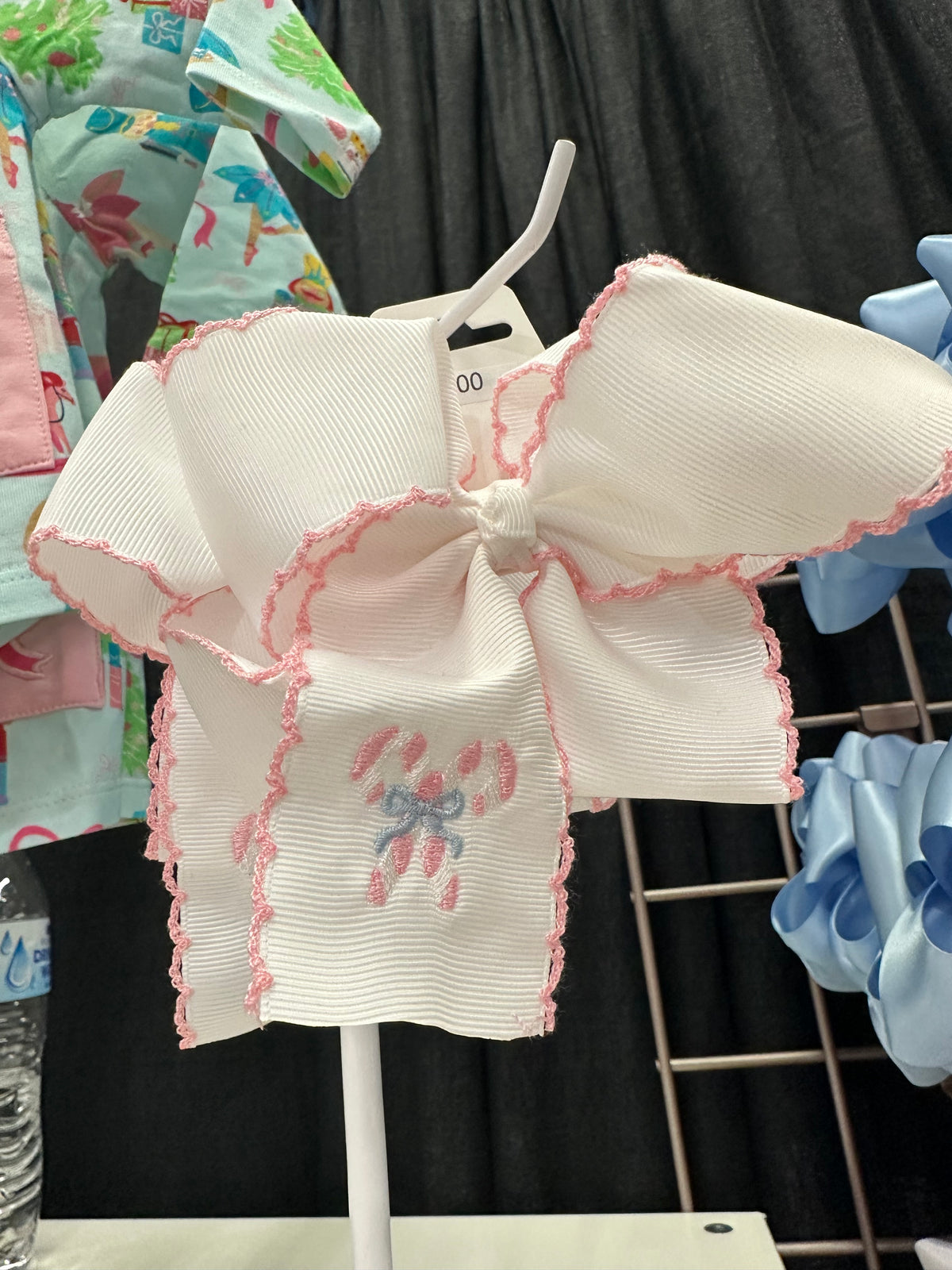 Embroidered Hairbow - Candy Canes