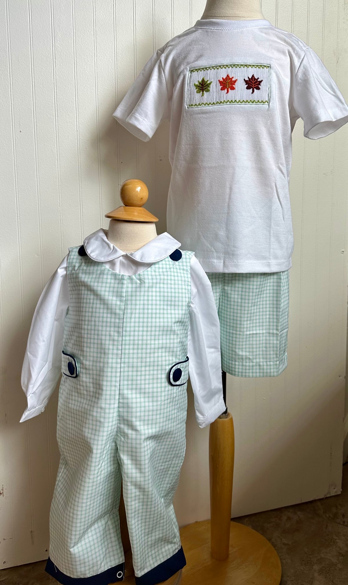 Leo Smocked Tee with Short Set - Leaf