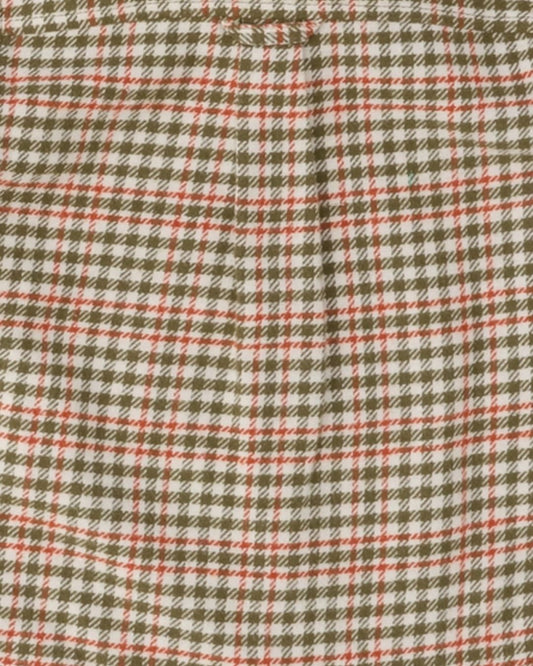 Boys Flannel Button Down - Olive Houndstooth