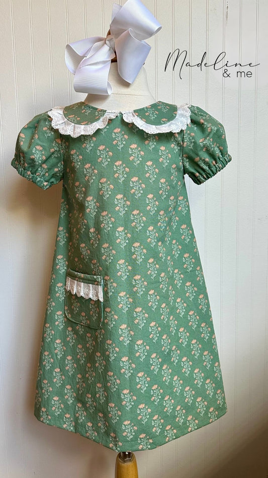 Wendy Pocket Dress - Sage Stems