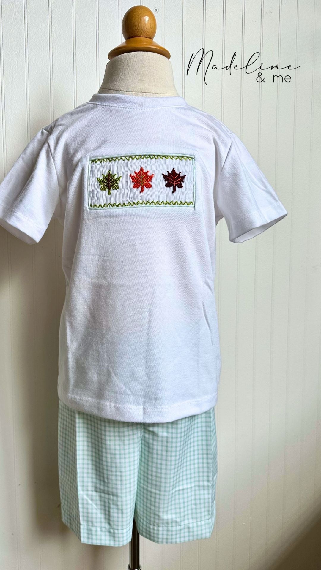 Leo Smocked Tee with Short Set - Leaf
