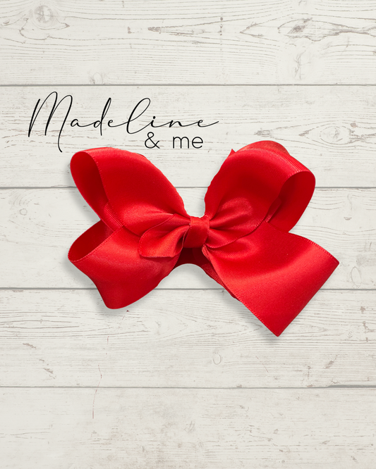 Small Satin Hairbow - Red