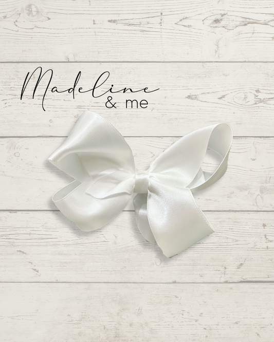 Small Satin Hairbow - White