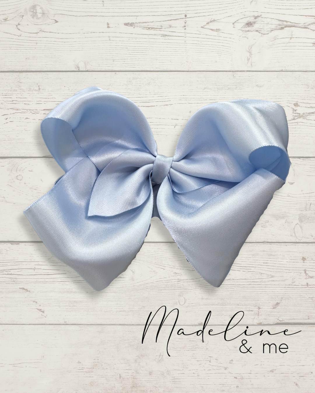 Large Satin Hairbow - Dusty Blue