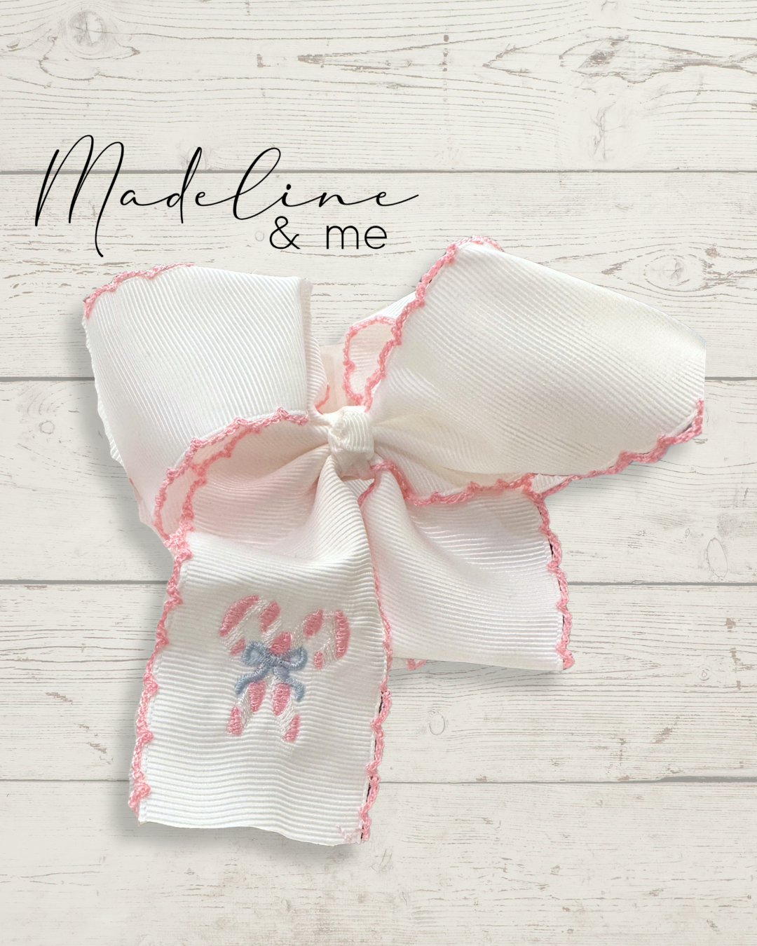 Embroidered Hairbow - Candy Canes