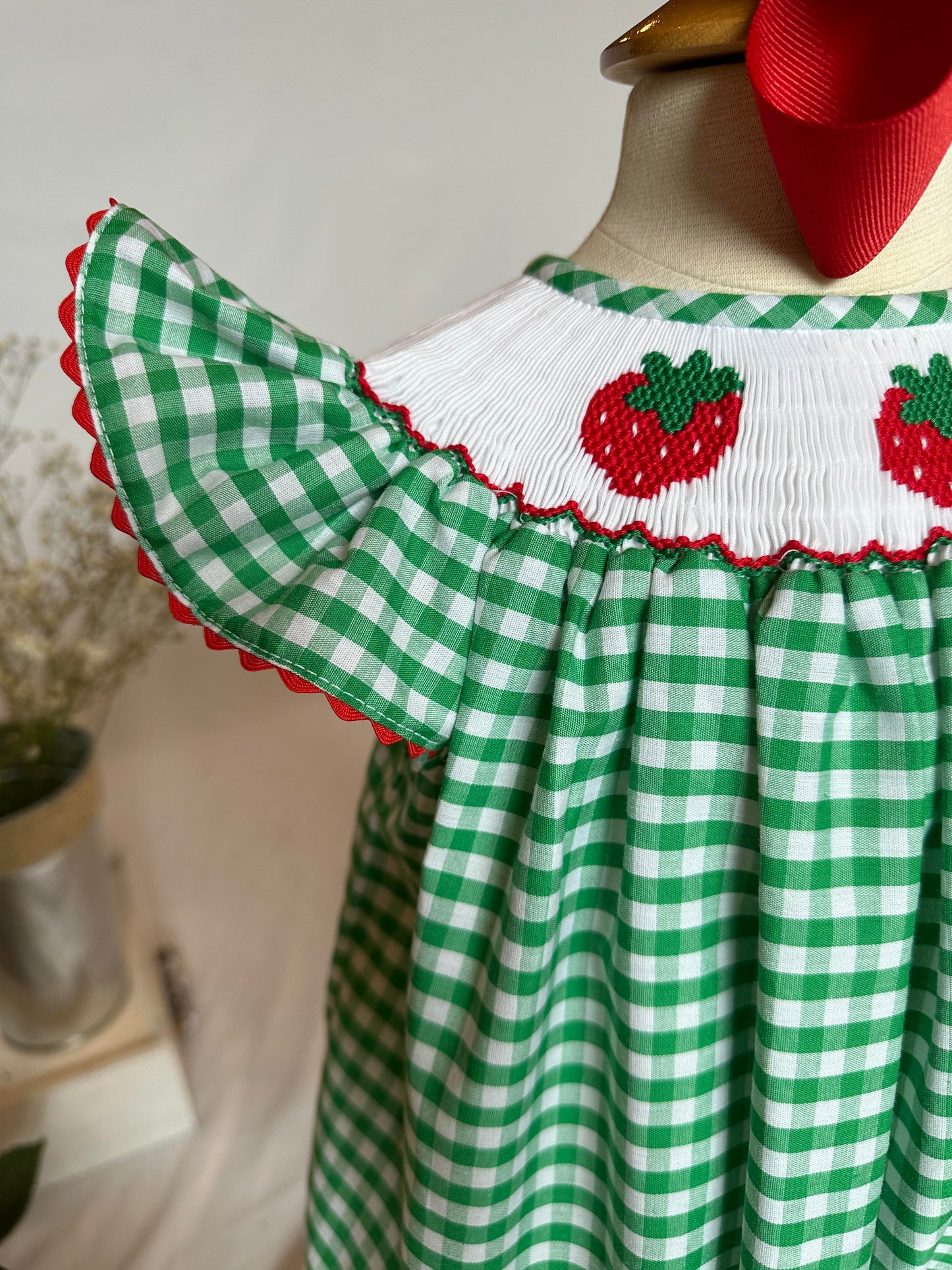 Eden Smocked Bubble - Strawberry