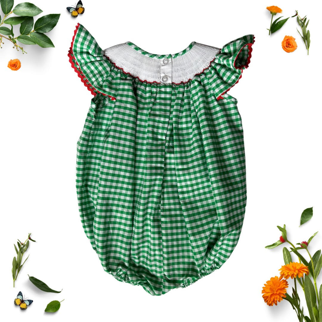 Eden Smocked Bubble - Strawberry